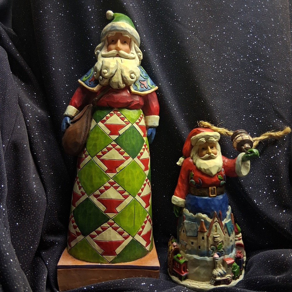 Jim Shore Heartwood Creek Santa Claus Figurine lot of 2 Father Christmas